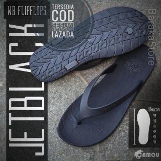 Baraka - Sandal Jepit Karet Pria Camou Casual Flip Flop - Full Black