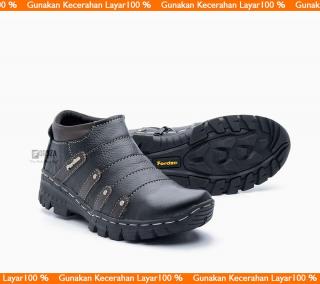 Sepatu Boots Casual Pria Kulit Asli Handmade Model Single Zipper BKS07