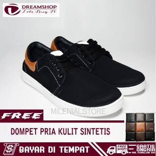 Dream Sepatu Kets Casual Sneaker Pria 003 Campare + Free Dompet Pria Kulit Sintetis