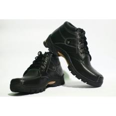 Sepatu Boot Casual safety hitam PDL Pria Kulit Sapi Asli untuk hangout touring hiking muncak safety satpam