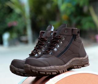 veroz Delta Endure Hitam Sepatu Boots Pria Safety Tracking Ujung Besi Proyek Kerja Lapangan Hiking Touring Bikkers