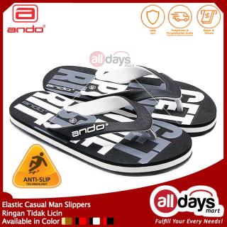 Ando Sandal Jepit Pria Grafitty 02 Black/White size 38 - 42