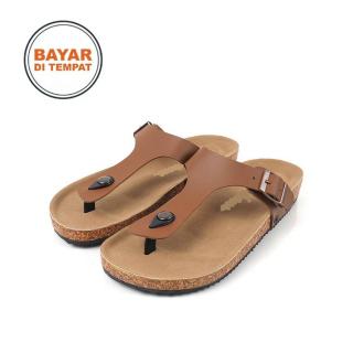 MARVELS Sandal Kulit Pria Berkwalitas Sandal Puyu Casual Pria Brown