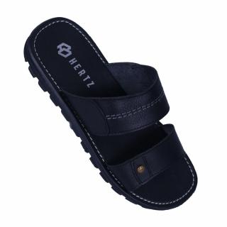 Sandal Kulit Pria H 2058 Sandal Terbaru Kulit Asli - Hitam