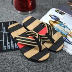 Pria Musim Panas Garis Sandal Jepit Sepatu Sandal Pria Sandal Flip-Flop-Intl