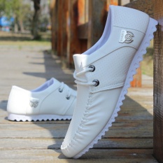 Sepatu Casual Pria Mengemudi Sepatu Korea Fashion Slip-On Peas Sepatu (Putih)