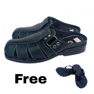 Arsy Exlusiv Bustong Slip On Sandal Pria / sepatu Formal Free Sandal Jepit - Hitam