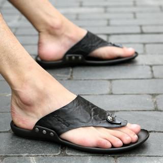 Sandal Pria Warna Simpel Anti Slip Gaya Korea