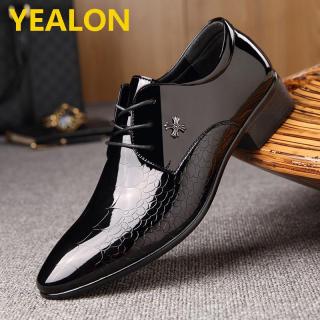 Yealon Formal Sepatu Kulit Sepatu untuk Pria Sepatu Kulit Sepatu Pria Kulit II Tank Pria Sepatu Gaun Ujung Runcing Bullock Oxfords Sepatu untuk Laki-laki Renda Desainer Mewah Pria Sepatu ukuran 38-48