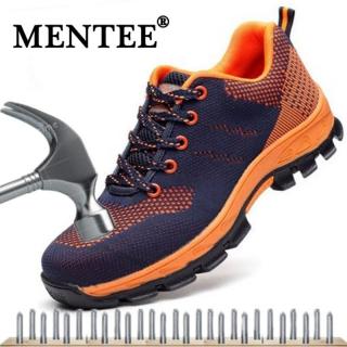 MENTEE Plus Size 36-46 Safety Shoes Men And Women Site Welding Anti-smashing Anti-stab Dust Work Shoes Safety Protective Steel Toe Steel Plate To Help Labor
