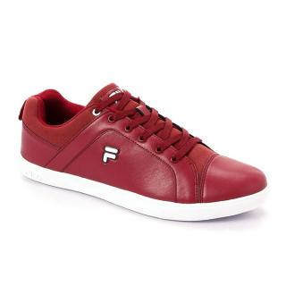 Solid Leather Men's Sneakers - Maroon & White