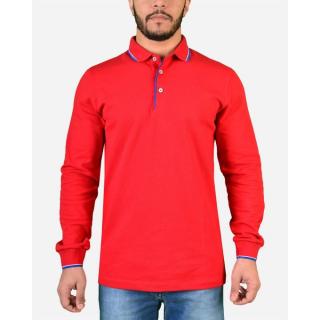 Basic Long Sleeves Polo Shirt - Red