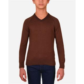 V-Neck Basic Pullover - Brown