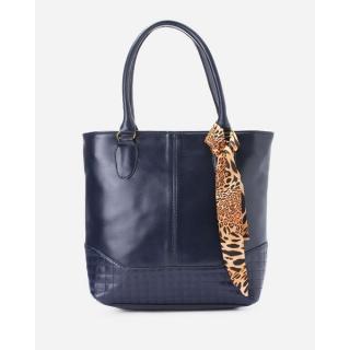 Leather Handbag - Navy Blue