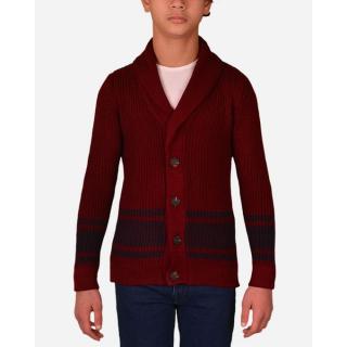 Shawl Colar Casual Cardigan - Dark Red