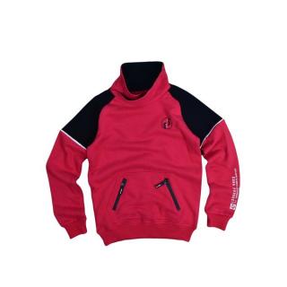 Bi Tone Shawl Colar Sweat Shirt - Red