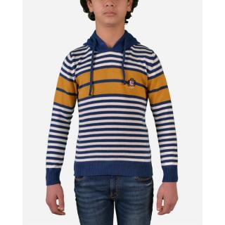 Hooded Striped Pullover - Yellow