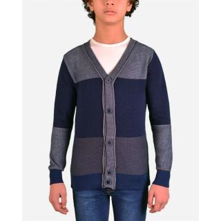 Casual Striped Cardigan V Neck - Blue