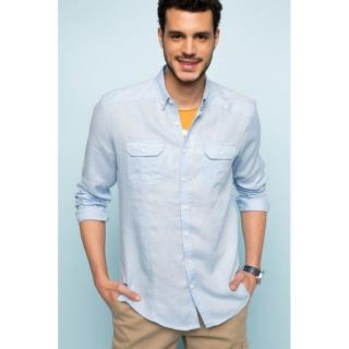 Fashionable Long Sleeve Shirt - Lt.Blue
