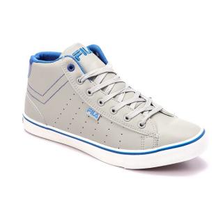 Leather High Neck Men Sneakers - Light Grey & Blue