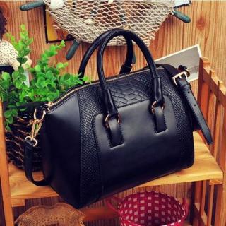 Women Shoulder Bag Faux Leather Satchel Cross Body Tote Handbag Black-Black