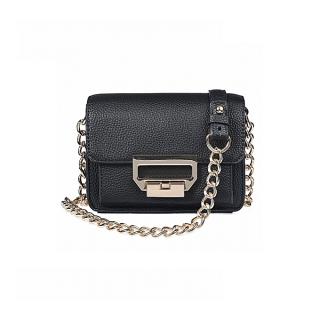 Black Mini Drop Lock Bag With Chunky Chain Strap
