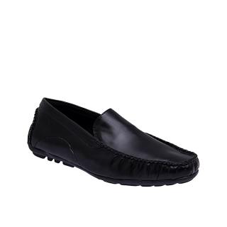Back Stitched Leather Loafers - Black