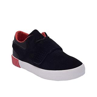 Suede Lace Up Sneakers With Velcro - Black