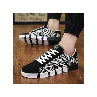 Fashion Men's Low Top Men's Sneaker High Quality Leather Casual Black Shoes01-white