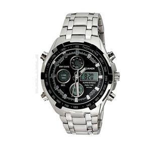  Quamer Men's Wrist Watch Silver - Black Dial