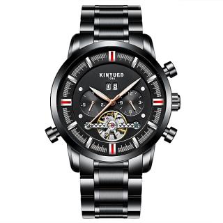 Fashion Men's Stainless Steel Waterproof Automatic Mechanical Wrist Watches-Black