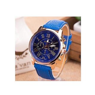 9701 Dark Blue Leather Wrist Watch