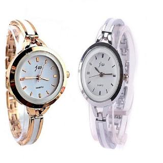 2-in-1 Tiny Bracelet Strap Small Face Watch For Female- Rosegold And Silver