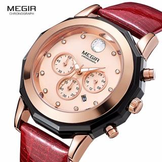 New MEGIR Women Watches Fashion Luminous Leather Quartz Ladies Wrist Watch Clock Montre Femme For Female Lovers Relogio Feminino 2042