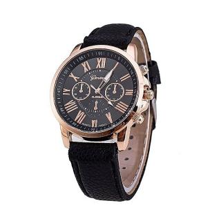 Ladies Exclusive Black Leather Wrist Watch 