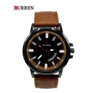 CURREN Male Quartz Watch Calendar Chronograph Men Wristwatch-Brown