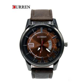 CURREN Male Quartz Watch Calendar Chronograph Men Wristwatch-Dark Brown
