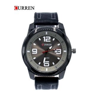CURREN Male Quartz Watch Calendar Chronograph Men Wristwatch-Black/Grey