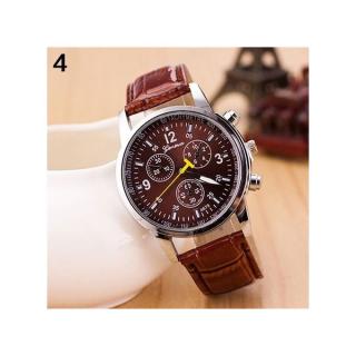 Men's Fashion Faux Leather Strap Round Dial Analog Business Quartz Wrist Watch-Coffee