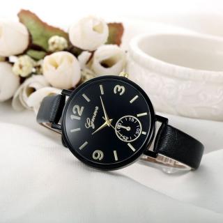 Women Casual Checkers Faux Leather Quartz Analog Wrist Watch-Black