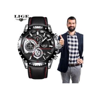 LIGE Watch Men Top Brand Luxury Quartz Clock Mens Watches Sports Chronograph Leather Waterproof Fashion Watch Relogio Masculino 9842