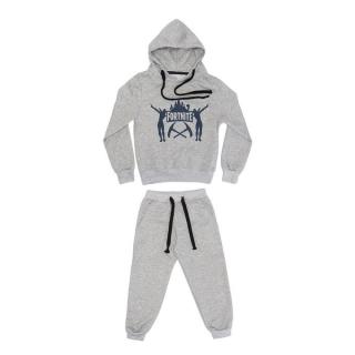 Boys " Fortnite " Print Hooded Pajama - Charcol