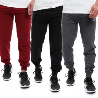 Bundle Of 3 Jogger Pants With Code_Dark Grey &Maroon& Black