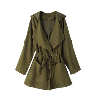 *Fascinating Women Hooded Long Sleeve Jacket Windbreaker Parka Pockets Cardigan Coat GN/L