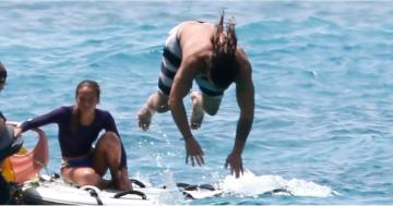 LOL! Jason Momoa Has an Impromptu Diving Session After He Drops His Phone in the Ocean