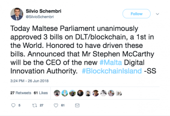 Malta Passes Trio of Bills as Part of 'Blockchain Island' Plan