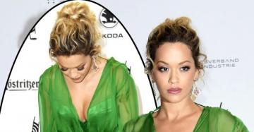 Rita Ora looks like a green goddess as she flashes knickers in stunning gown before jetting to LA for Coachella