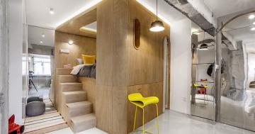 Small apartment renovation features clever 10 degree rotation (Video)