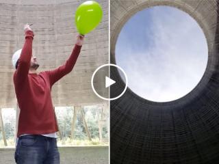 The acoustics inside a nuclear power plant cooling tower are crazy (Video)