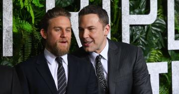 I'm Curious, What's Ben Affleck Whispering to Charlie Hunnam At the Triple Frontier Premiere?
